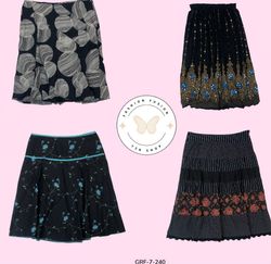 Saia de Algodão Impressa Preta – Estilo Casual Chi..