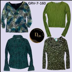 Trendy Y2K Women’s Green Blouse – Long Sleeve Stre..