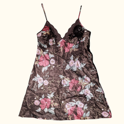 SAY#259 Vestito sottoveste in satin con stampa flo..