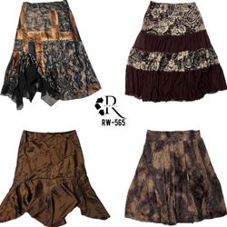 Y2K Unique Earthy Tone Poly Skirts (RW-565)