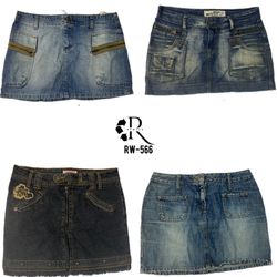 Y2K Cyber Girl Era Denim Mini Skirts (RW-566)