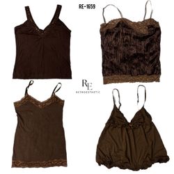 Y2K Dark Brown Mix Cami Tops (RE-1659)