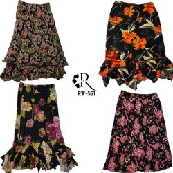 Jupes en polyester florales noires de rave Y2K (rw..
