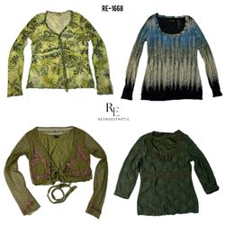Y2K Forest Vibe Full Sleeve Mesh Mix Tops (RE-1668..