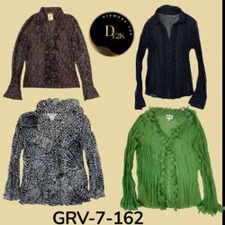 Crush langärmlige Polyesterbluse (GRV-7-162)