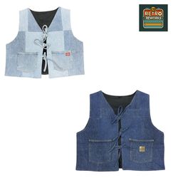 SS25 アップサイクルド ブランデッド デニム ジレ