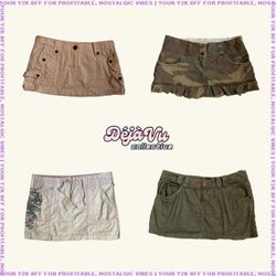 Y2K Cyber Girl Cargo Micro Mini Skirts (DVC#66)