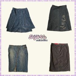 Y2K IT Girl Unique Denim Midi Skirts (DVC#69)