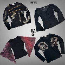 Y2K All Black Rave Langarmoberteile (AA-181)