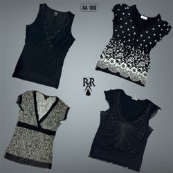 Y2K Ganz Schwarz Gothic Ärmellose Tops (AA-180)