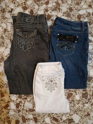 Y2K Denim Stickerei Jeans, Jorts und Shorts