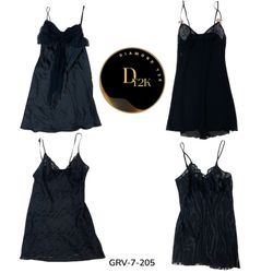 Robe de nuit noire vintage – Esthétique Y2K, confo..
