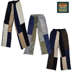 Pantalon en velours côtelé patchwork upcyclé SS25
