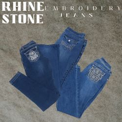 Rhinestone & Embroidery Jeans