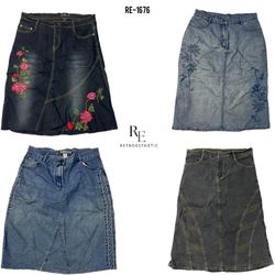 Jupes midi en denim uniques Y2K (RE-1676)