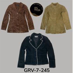 Veste en cuir avec doublure en sweat et boutons (G..