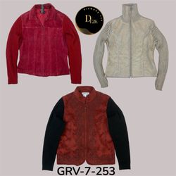 Veste en cuir suédé vintage avec manches en tricot..