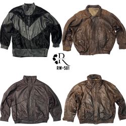 90’s/Y2K Vintage Bomber Leather Jackets (RW-581)