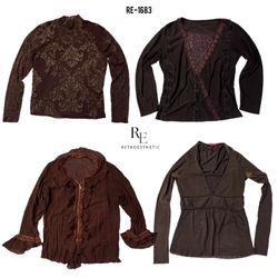 Y2K Dark Brown Full Sleeve Mix Tops (RE-1683)