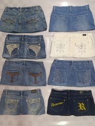 R98 Upcycled Y2k Ladies Embellished Mini Skirts