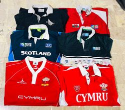 Lot de 8 maillots de rugby vintage mélangés