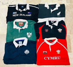 Lot de 9 maillots de rugby vintage de club mixtes