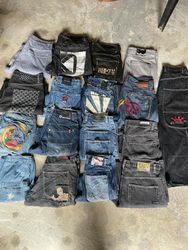 Hiphop Branded Y2K Jeans Embroidery And Unbranded