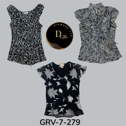 Blusa de Poliéster Preta e Branca Feminina – Elega..