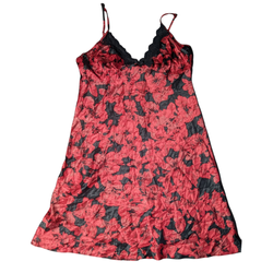 SAY#269 Vestido Slip de Renda Floral Vermelho Bold