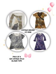 Y2K Bluse Boost: Pack von 9 Vintage-Stil Oberteile..