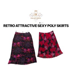 Retro Attractive Flowery Sexy Poly Skirts