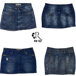 Y2K Britney Ära Einzigartige Denim Mini Röcke (RW-..