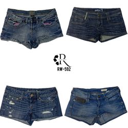 Y2K Retro Style Denim Micro Mini Shorts (RW-592)
