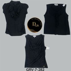 Black y2k poly blouse (GRV-7-282)