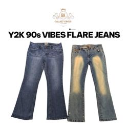 Jeans a zampa d'elefante Y2K anni '90 vibrazioni