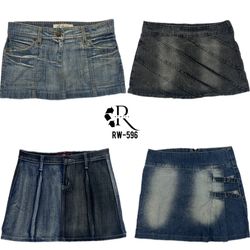 Jupes mini en denim pour filles cyber Y2K (RW-596)