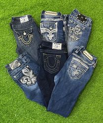 Y2K jeans, Miss Me, True Religion, and Rock Reviva..