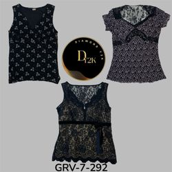 Blusa preta de poliéster de mangas curtas (GRV-7-2..