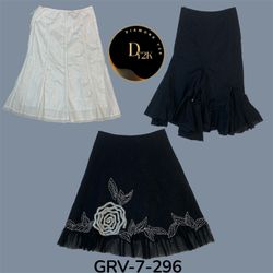 Saia longa de algodão preta e branca (GRV-7-296)