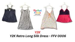Y2Kレトロロングシルクドレス - FFV 0006
