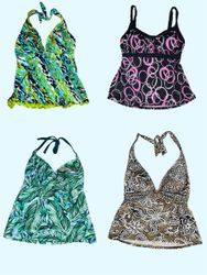 Y2K Retro Halter Tankini Tops – Bold Prints & Summ..