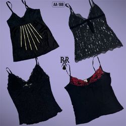 Y2K Tous Noirs Rave Cami Tops (AA-188)