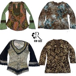 Y2K Earthy Toned Full Sleeve Mesh Tops(R..