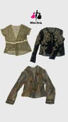 Perlenbesetzte Bluse mit vollem Arm (M-036)