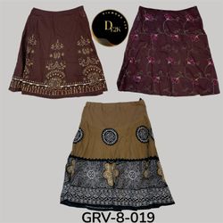 Gonna lunga in cotone marrone Y2K (GRV-8-019)