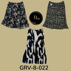 Gonna nera stampata in poliestere Y2K (GRV-8-022)