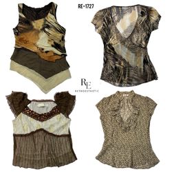Y2K Earthy Toned Sleeveless Mix Tops (RE-1727)