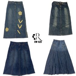 Jupes maxi en denim de l'ère Britney Y2K (RW-620)