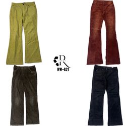 Pantalons en velours côtelé évasés uniques Y2K (RW..