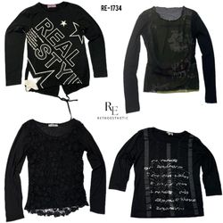 Y2K All Black Rave Full Sleeve Tops (RE-1734)